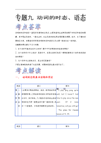 全国高考英语语法精品学案：专题9 动词的时态和语态