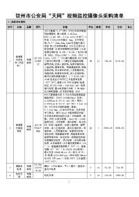 钦州市公安局天网视频监控摄像头采购清单