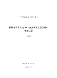 松原电网金伦线10kv分支线改造项目成本管理研究