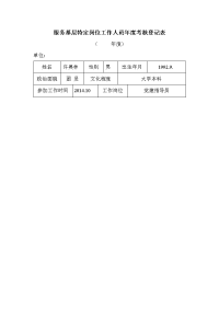 新服务基层特定岗位工作人员年度考核登记表