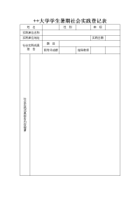 某某大学学生暑期社会实践登记表