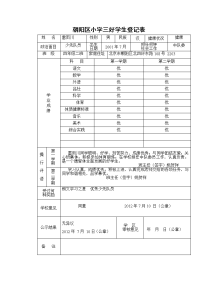 朝阳区小学三好学生登记表