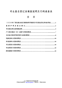 考生报名登记表填报说明及代码速查表