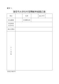 淮安市大学生村官聘期(附件7、8)考核登记表及聘期考核备案表