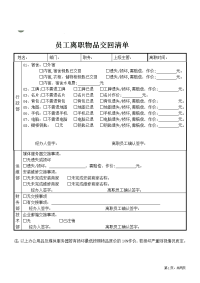 离职员工物品交回登记表