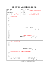 预备党员转正公示反映情况处理登记表(模板)