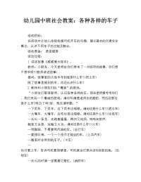 幼儿园中班社会教案：各种各样的车子