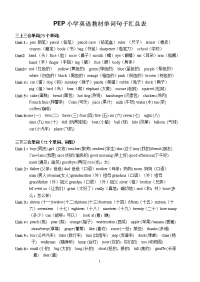 pep小学英语教材单词句子汇总表(全6册)