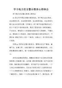 学习电力安全警示教育心得体会