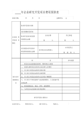 企业研究开发项目费用预算表