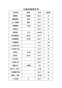 交通设施报价单