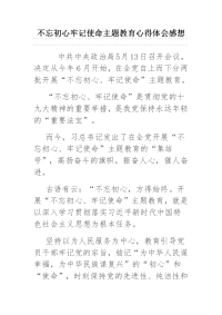 不忘初心牢记使命主题教育心得体会感想