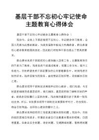 基层干部不忘初心牢记使命主题教育心得体会