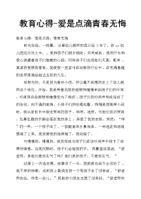 教育心得爱是点滴青春无悔