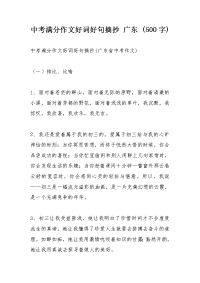 中考满分作文好词好句摘抄 广东 (500字)
