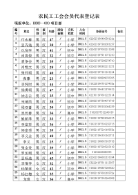 农民工工会会员代表登记表(1)