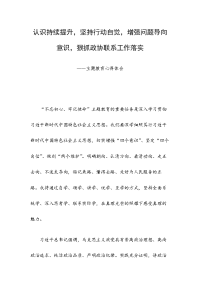 认识持续提升，坚持行动自觉，增强问题导向意识，狠抓政协联系工作落实——主题教育心得体会