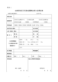 山东省社区卫生协会团体会员入会登记表