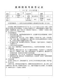 2018年教师绩效考核登记表(个人样表)