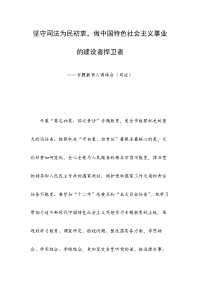 坚守司法为民初衷，做中国.特色社会主义事业的建设者捍卫者——专题教育心得体会（司法）