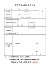 一级建造师资格考试合格登记表及填写样表docx