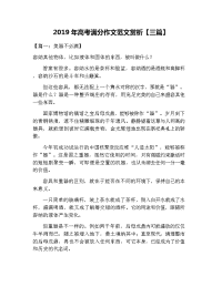 2019年高考满分作文范文赏析【三篇】
