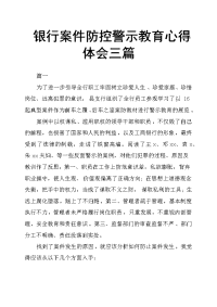 银行案件防控警示教育心得体会三篇