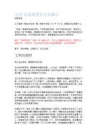 2019北京高考满分作文：文明的韧性