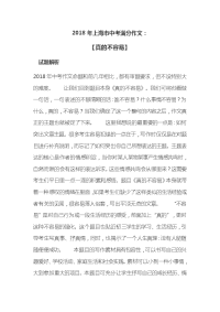2018年上海市中考满分作文