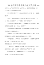 XX年苏州市中考满分作文及点评