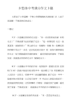 乡愁体中考满分作文3篇