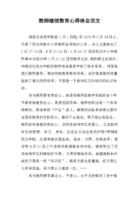 2019教师继续教育心得体会范文