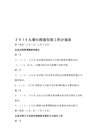 2014人事行政部年度工作计划表