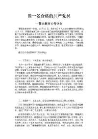 做一名合格的共产党员--警示教育心得体会