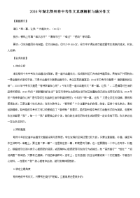 2016年湖北鄂州卷中考作文真题解析与满分作文
