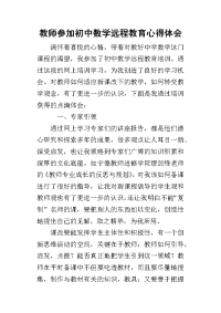 2019教师参加初中数学远程教育心得体会