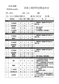 家装工程材料预算报价单