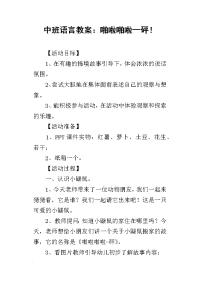 2019中班语言教案：啪啦啪啦—砰！