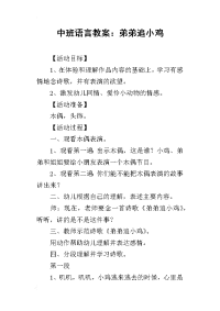 2019中班语言教案：弟弟追小鸡