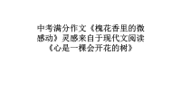 中考满分作文《槐花香里的微感动》灵感来自于现代文阅读