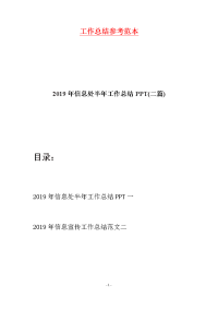 2019年信息处半年工作总结PPT(二篇)