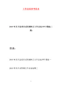 2019年关于监理员试用期转正工作总结PPT模板(二篇)