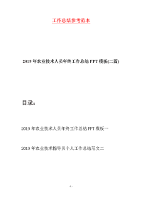 2019年农业技术人员年终工作总结PPT模板(二篇)