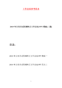 2019年公务员试用期转正工作总结PPT模板(二篇)