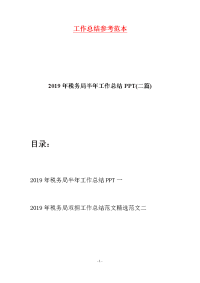 2019年税务局半年工作总结PPT(二篇)