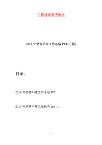 2019年销售半年工作总结PPT(二篇)