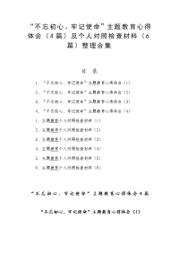 “不忘初心、牢记使命”主题教育心得体会（4篇）及个人对照检查材料（6篇）整理合集