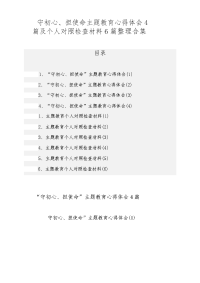 守初心、担使命主题教育心得体会4篇及个人对照检查材料6篇整理合集