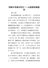 河南中考满分作文——山屋里的微感动