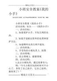 小班安全教案《我的小手》